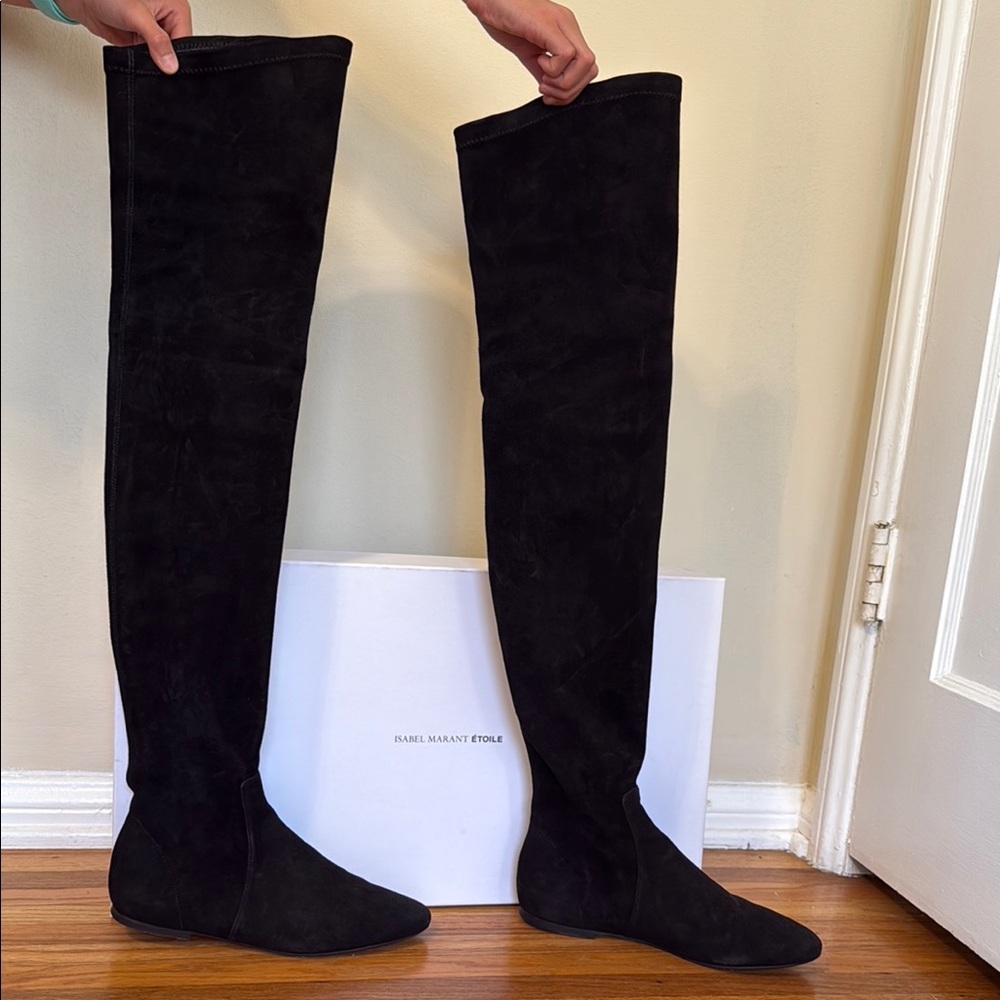 Isabel Marant Étoile Black Suede Over-the-Knee Boots